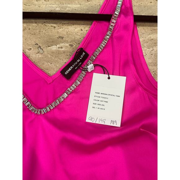 NEW NWT Generation Love Women's Pink Marian Crystal Trim Tank Top Size Small - Picture 7 of 7